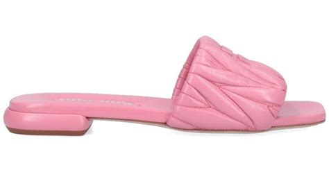 miu miu slides pink|Women's Miu Miu Sandals and Flip.